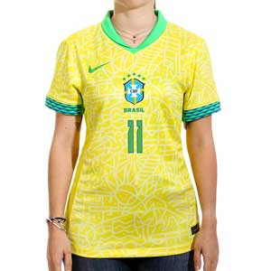 Camiseta Nike Brasil mujer Raphinha Stadium 24-25 Dri-Fit - Camiseta para mujer de la primera equipación Nike de Raphinha de la selección brasileña 2024 2025 - amarilla