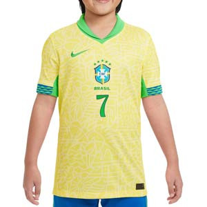 Camiseta Nike Brasil niño Vini Jr Stadium 24-25 Dri-Fit - Camiseta infantil de la primera equipación Nike de Vinicius Jr de la selección brasileña 2024 2025 - amarilla