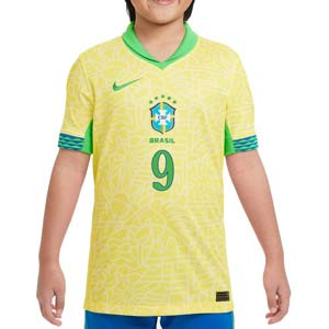 Camiseta Nike Brasil niño Endrick Stadium 24-25 Dri-Fit - Camiseta infantil de la primera equipación Nike de Endrick de la selección brasileña 2024 2025 - amarilla