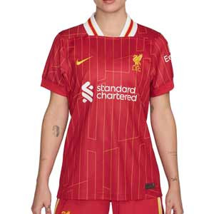 Camiseta Nike Liverpool mujer Virgil 24 25 Dri-Fit Stad PL - Camiseta de mujer primera equipación Nike de Virgil van Dijk del Liverpool de la Premier League 2024 2025 - roja