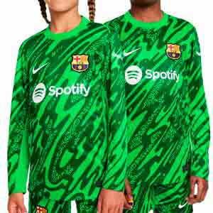 Camiseta Nike Barcelona niño Ter Stegen 24 25 DF Stadium UCL - Camiseta infantil de portero de manga larga de la primera equipación Nike de Ter Stegen del FC Barcelona para la Champions League 2024 2025 - verde