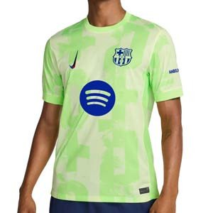 Camiseta Nike 3a Barcelona Lewandowski Stadium 24 25 DF UCL - Camiseta de la tercera equipación Nike de Lewandowski del FC Barcelona para la Champions League 2024 2025 - verde flúor