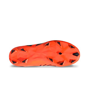 adidas Predator Accuracy+ FG J - Botas de fútbol con tobillera sin cordones infantiles adidas FG para césped natural o artificial de última generación - naranja, negras
