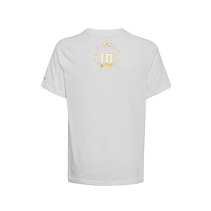 Camiseta adidas Mo Salah - Camiseta de algodón adidas de Mohamed Salah - blanca, dorada