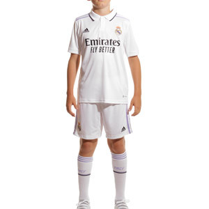 Equipación adidas Real Madrid niño Vini Jr. 2022 2023 - Conjunto infantil 7 - 14 años de Vinicius Junior de la primera equipación adidas Real Madrid CF 2022 2023 - blanco