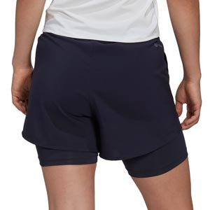 Short con mallas adidas mujer 2 en 1 - Pantalón corto con malla adidas para mujer - azul marino