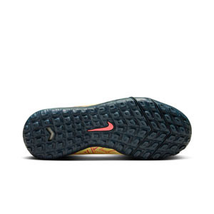 Nike Mercurial Jr Zoom Superfly 10 Academy KM TF - Zapatillas de fútbol multitaco infantiles con tobillera Nike TF suela turf de Kylian Mbappé - naranjas, amarillas