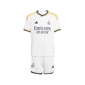 Equipación adidas Real Madrid niño Modric 2023 2024 - Conjunto infantil de 7 - 14 años de la primera equipación adidas de Luka Modric del Real Madrid CF 2023 2024 - blanco