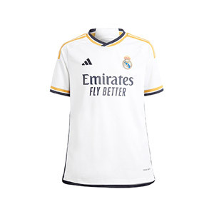 Camiseta adidas Real Madrid Valverde niño 2023 2024 - Camiseta primera equipación infantil adidas de Valverde del Real Madrid CF 2023 2024 - blanca