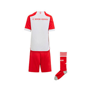 Equipación adidas Bayern niño pequeño 2023 2024 - Conjunto primera equipación infantil adidas del Bayern de Múnich 2023 2024 - blanca, roja