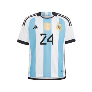 Camiseta adidas Argentina niño 3 estrellas E. Fernández - Camiseta primera equipación infantil adidas de Enzo Fernández selección Argentina Mundial 2022 con 3 estrellas - azul celeste, blanca