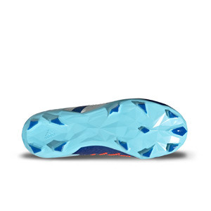 adidas Predator Accuracy+ FG J - Botas de fútbol con tobillera sin cordones infantiles adidas FG para césped natural o artificial de última generación - azules