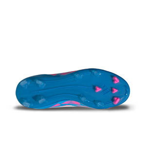 adidas F50 League LL FG/MG J - Botas de fútbol infantiles sin cordones adidas FG/MG para césped artificial - azul cian, rosas