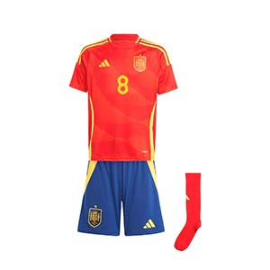 Conjunto auténtico adidas España niño Fabián 2024 - Conjunto infantil auténtico de la primera equipación adidas de España de Fabián 2024 - roja