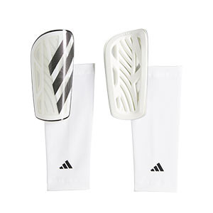 adidas Tiro League - Espinilleras de fútbol adidas con mallas de sujeción - blancas