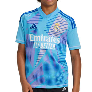 Camiseta adidas Real Madrid niño Courtois 24-25 - Camiseta infantil de portero de la primera equipación adidas de Courtois del Real Madrid 2024 2025 - azul