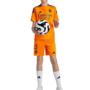 Equipación adidas 2a Real Madrid niño Bellingham 24-25 - Conjunto infantil de la segunda equipación adidas de Bellingham del Real Madrid 2024 2025 - naranja