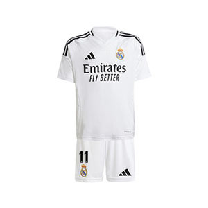 Equipación adidas Real Madrid niño Rodrygo 24-25 - Conjunto infantil de la primera equipación adidas de Rodrygo del Real Madrid 2024 2025 - blanco