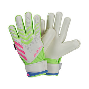 adidas Predator Match FingerSave J - Guantes de portero infantiles con protecciones adidas corte positivo - blancos