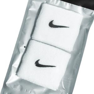 Muñequeras Nike Swoosh 2 uds - Muñequeras de rizo Nike 2 unidades - blancas