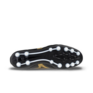 Mizuno Morelia Neo 4 Pro AG - Botas de fútbol de piel de canguro Mizuno AG para césped artificial - negras, doradas