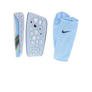 Nike Mercurial Lite - Espinilleras de fútbol Nike con mallas de sujeción - azul claro