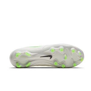 Nike Tiempo Legend 8 Pro FG - Botas de fútbol de piel Nike FG para césped natural o artificial de última generación - grises claros, verdes, negras - suela