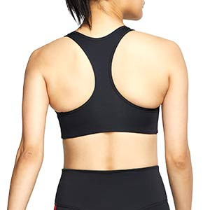 Sujetador Nike mujer Swoosh con relleno - Top deportivo Nike de mujer con relleno para fútbol - negro - trasera