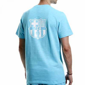 Camiseta algodón Nike Barcelona Beach Wash - Camiseta de algodón Nike del FC Barcelona de la colección Beach Wash - azul celeste - hover trasera