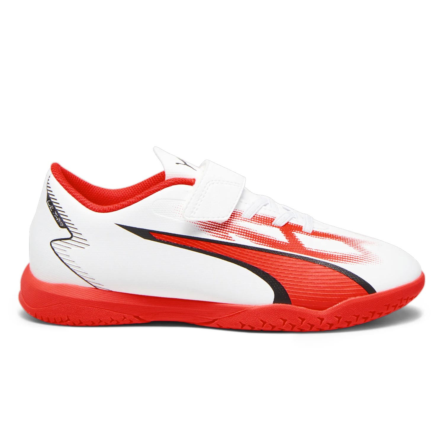 Zapatilla futsal Puma Ultra Play IT V Jr blanca roja futbolmaniaKids