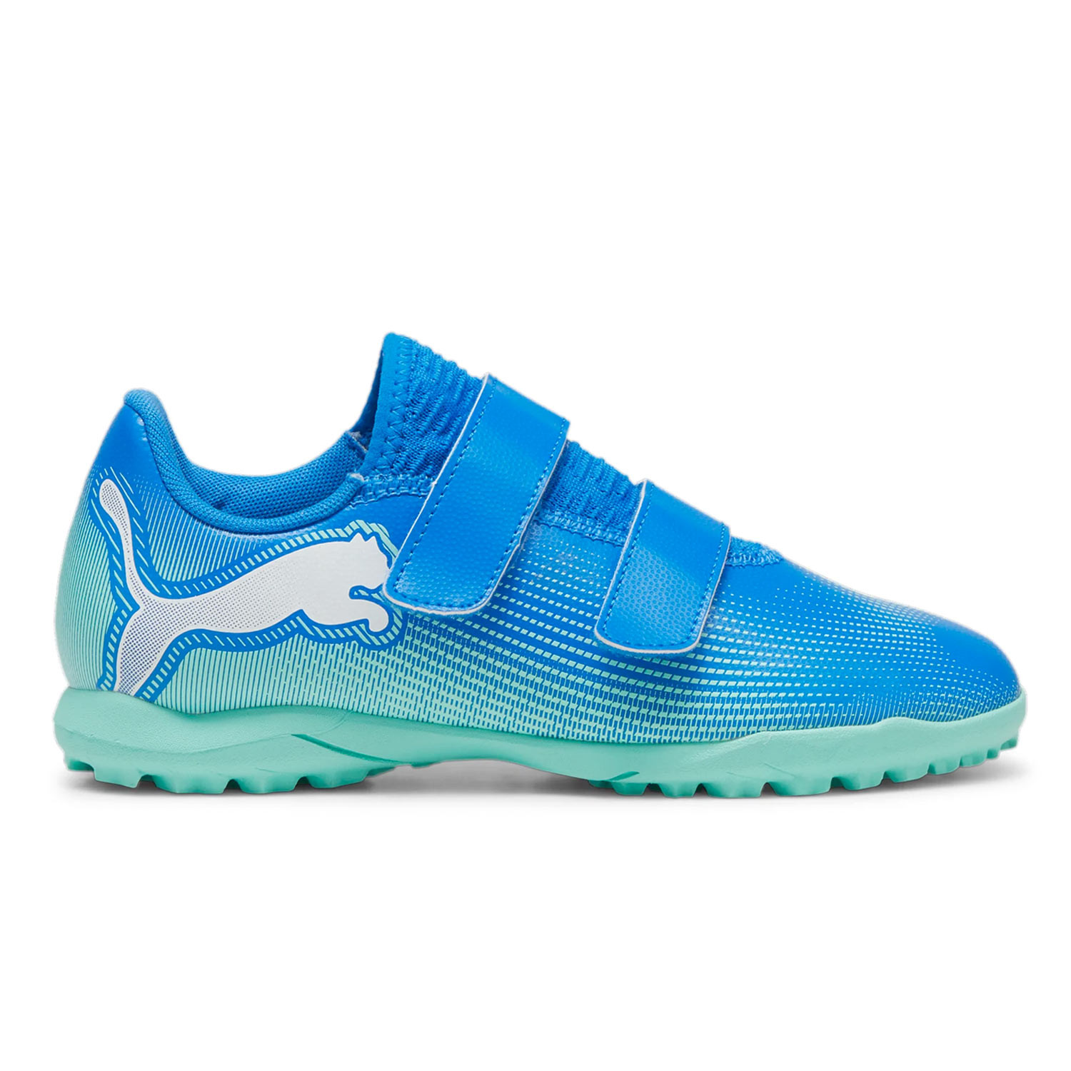 Botas multitaco nino Puma Future 7 Play IT V Jr azules velcro