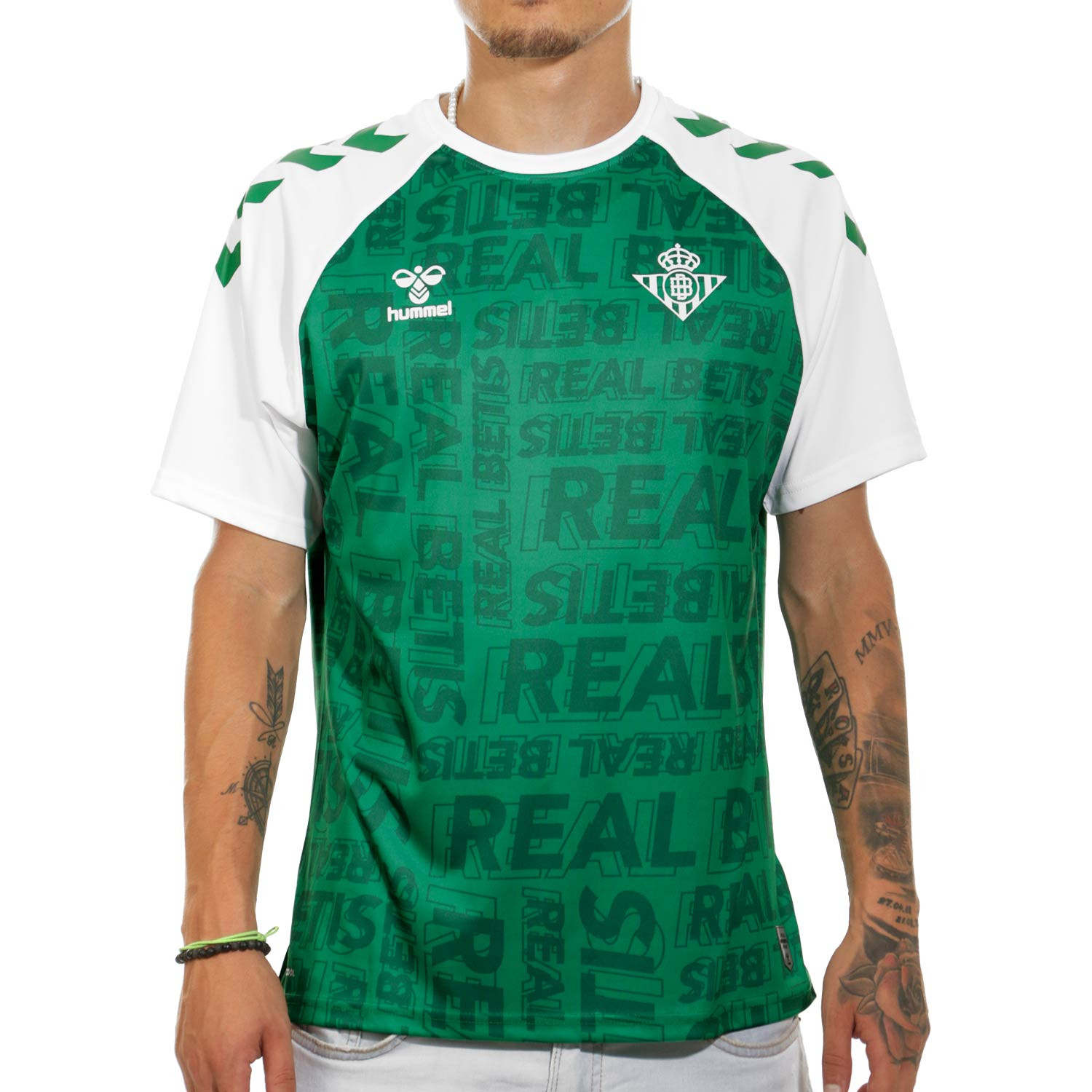 Camiseta Hummel Real Betis Balompié pregame verde blanca