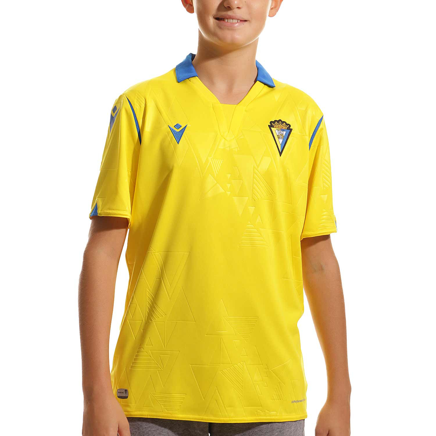 lengua oveja exposición Camiseta Macron Cádiz CF niño 2021 2022 amarilla | futbolmaniaKids