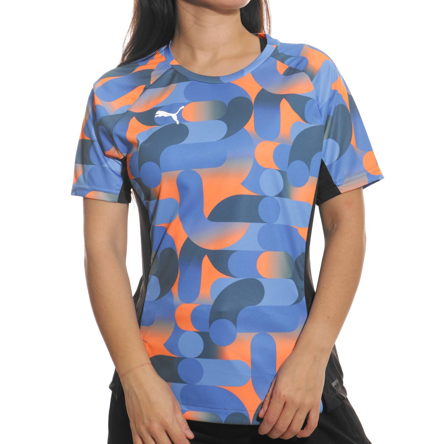 Camiseta Puma individualBLAZE mujer azul y naranja