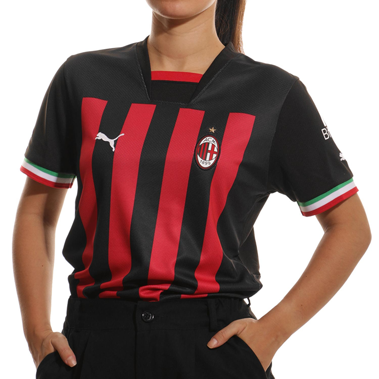 Humano Suave Actor Camiseta Puma AC Milan mujer 2022 2023 roja y negra | futbolmania