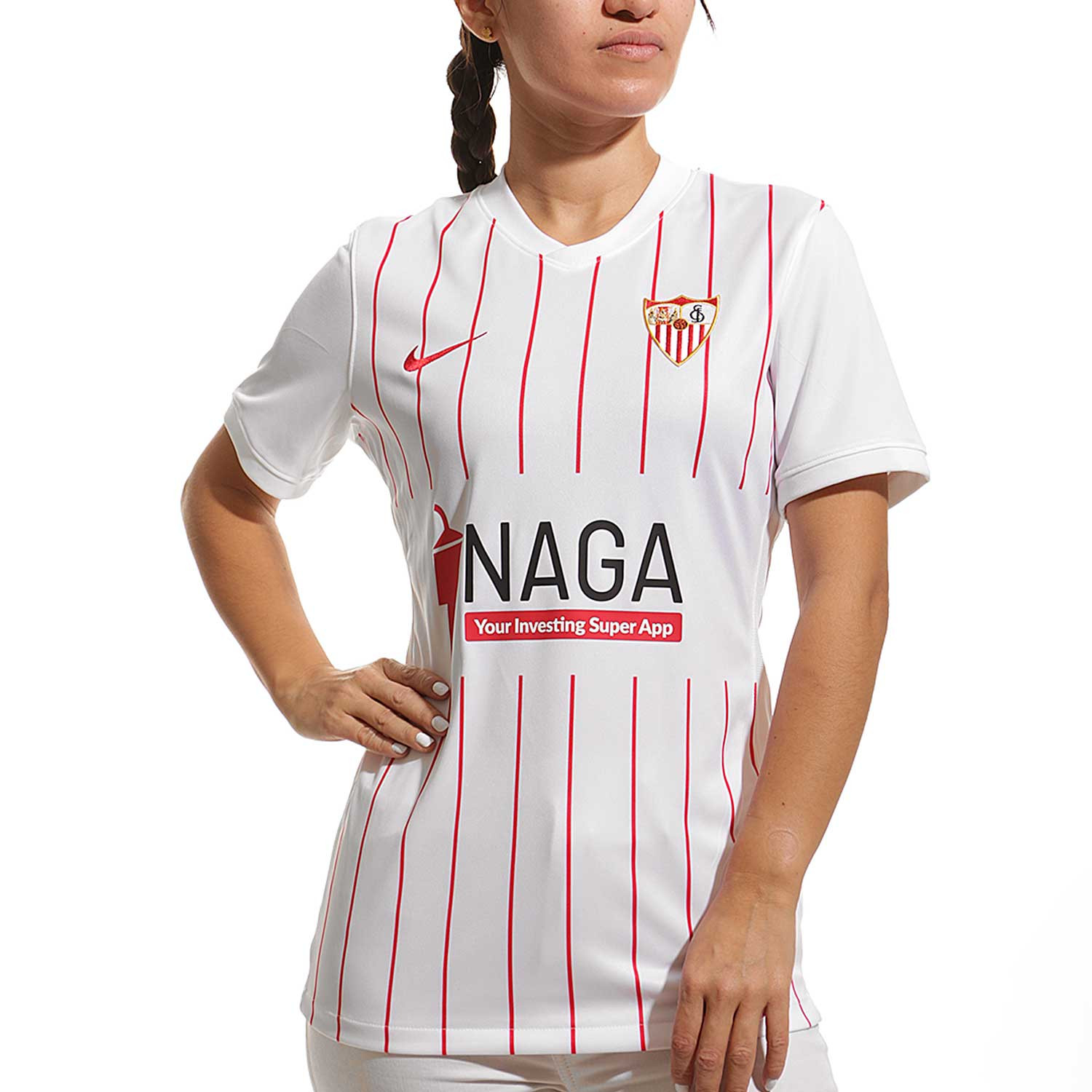 niebla virtud Subvención Camiseta Nike Sevilla mujer 2021 2022 blanca | futbolmania