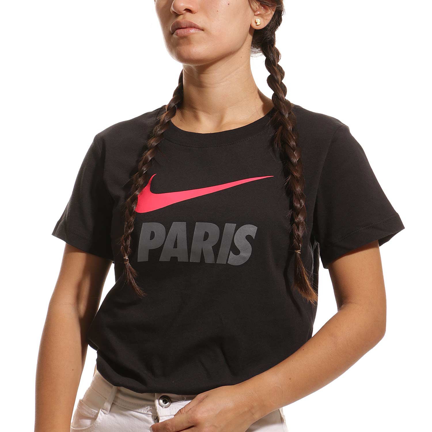 Dar Precursor Microbio Camiseta Nike PSG mujer Swoosh Club negra | futbolmania