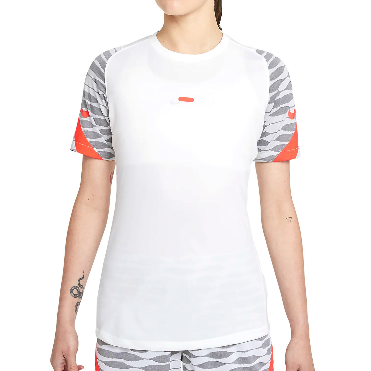 Saltar Nylon Travieso Camiseta Nike Dri-Fit Strike 21 mujer blanca | futbolmania