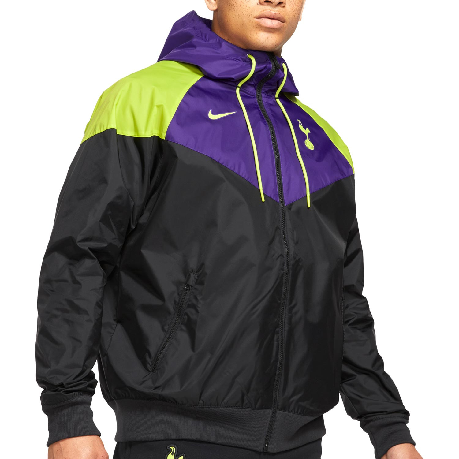 Touhou Cambiarse de ropa maximizar Cortavientos Nike Tottenham Windrunner Hoodie negro lila | futbolmania