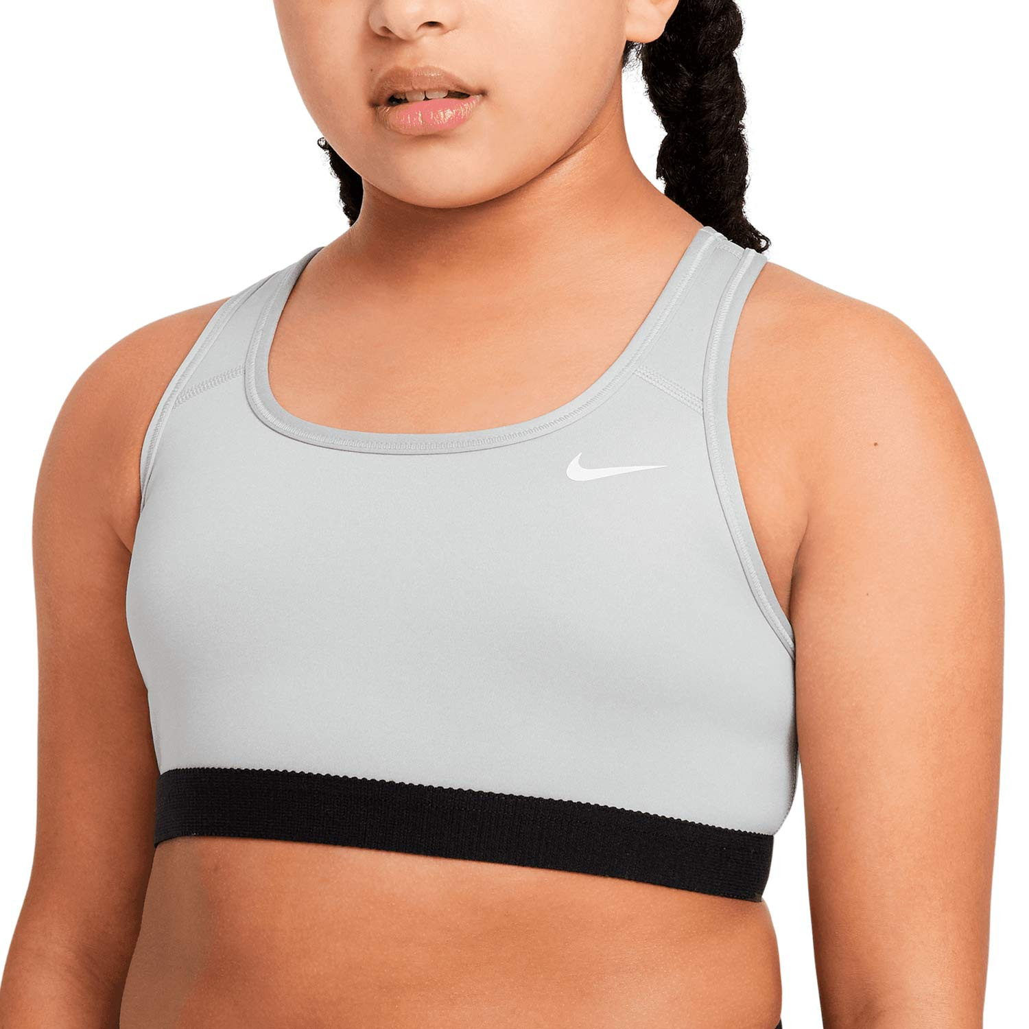 Top deportivo de niña Nike Swoosh sin relleno gris