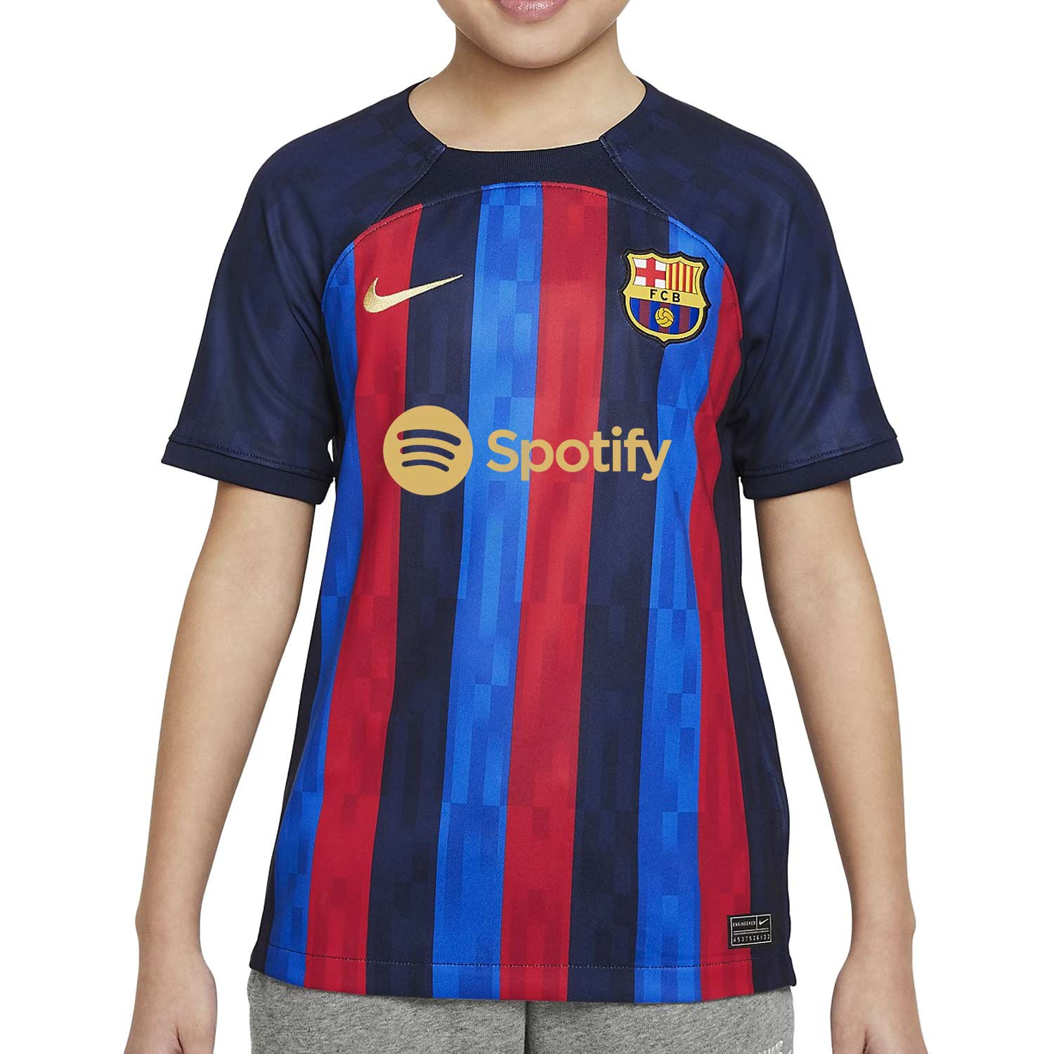 soporte Amperio Parche Camiseta 1a equipación niño Nike Barcelona 2022 23 | futbolmaniaKids