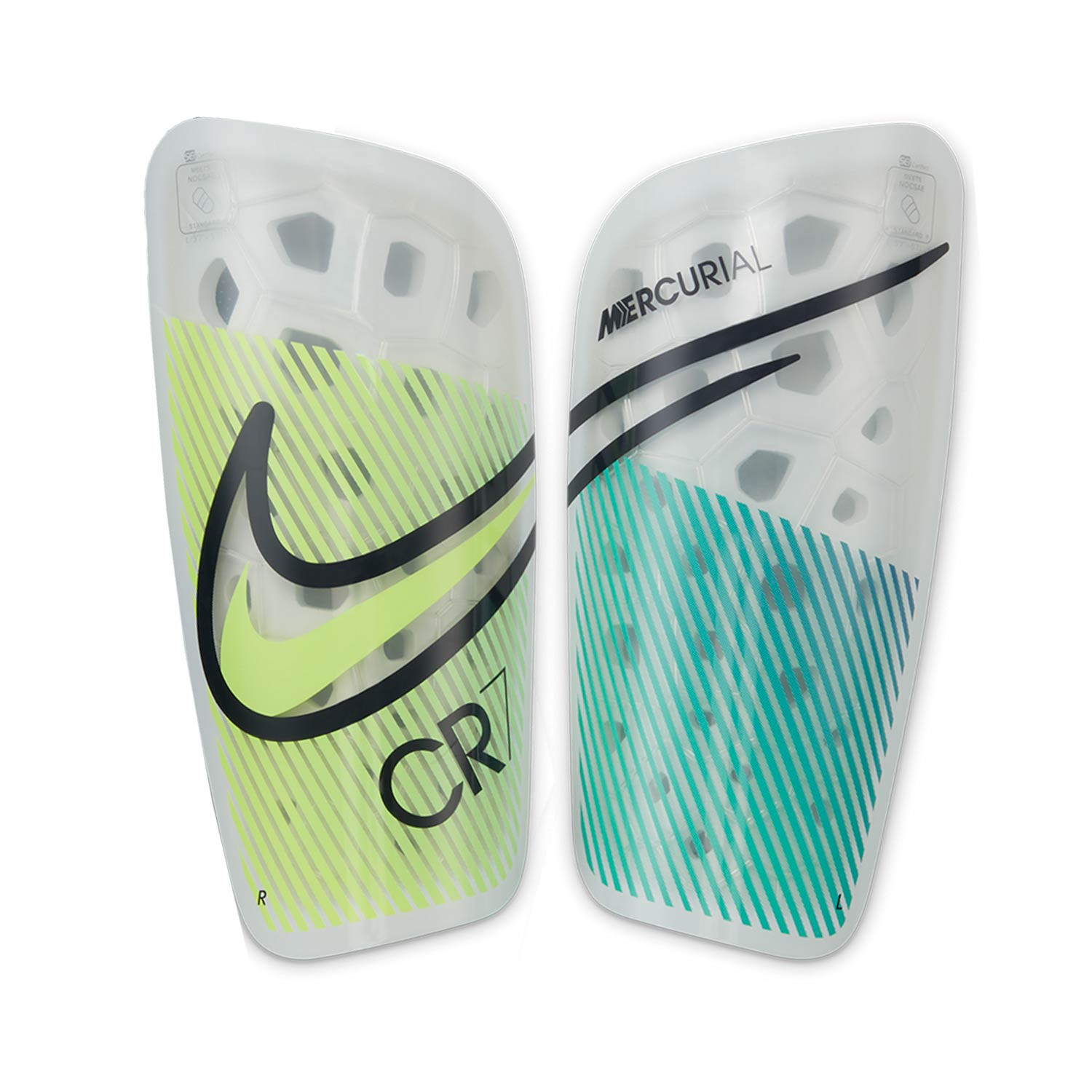 traqueteo Mucho tenedor Espinilleras de fútbol Nike CR7 Mercurial Lite blancas | futbolmania