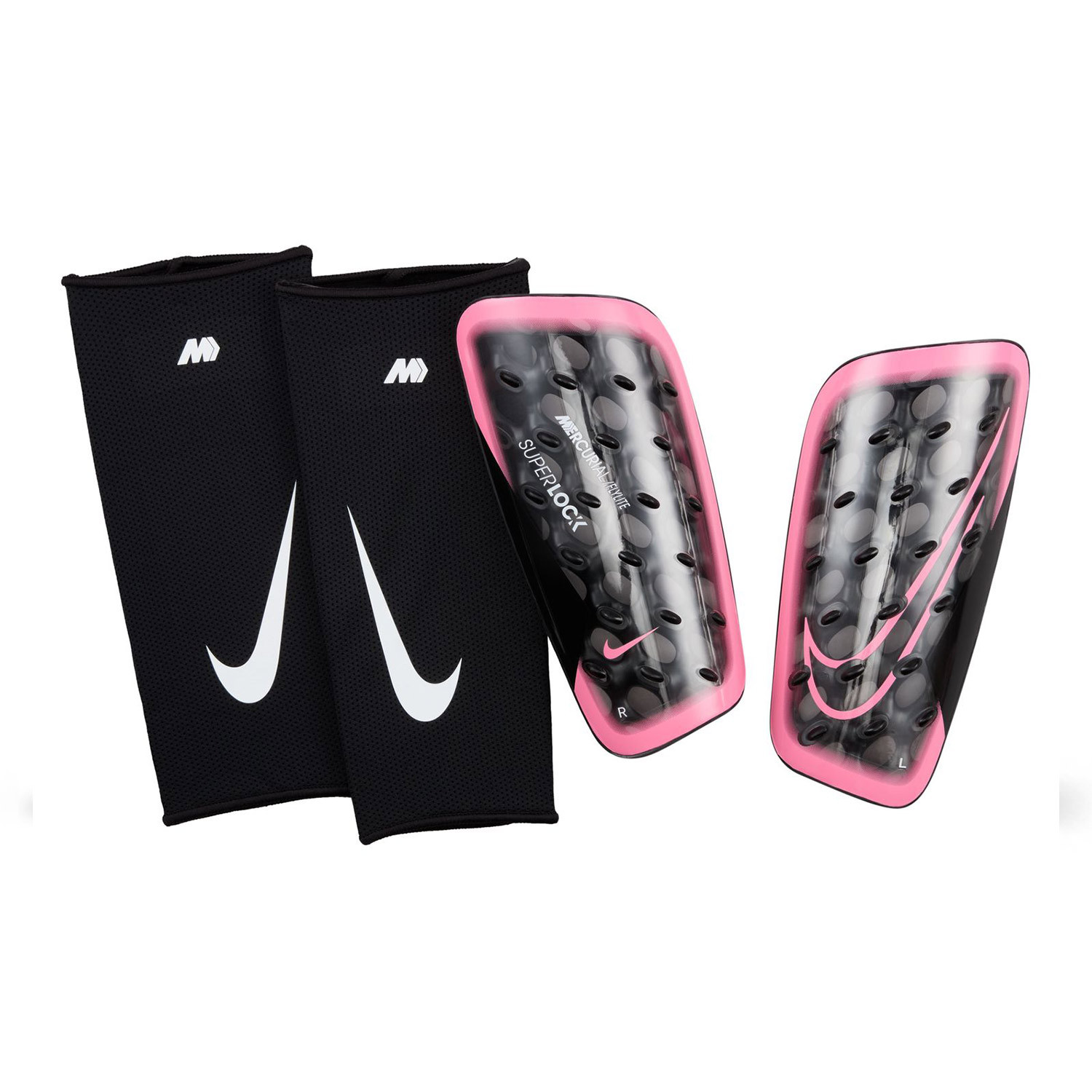 Espinilleras Nike Mercurial Flylite Superlock rosas negras