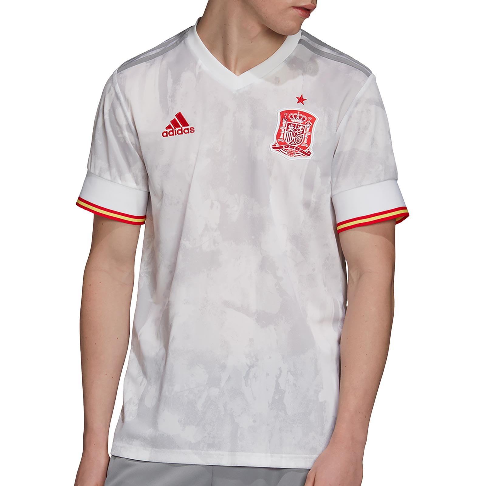 conspiración Descenso repentino Cadena Camiseta adidas 2a España 2021 blanco gris | futbolmania
