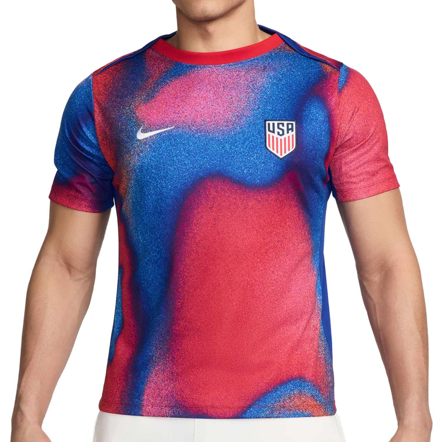 Camiseta Nike USA pre match Dri Fit Academy Pro roja azul marino