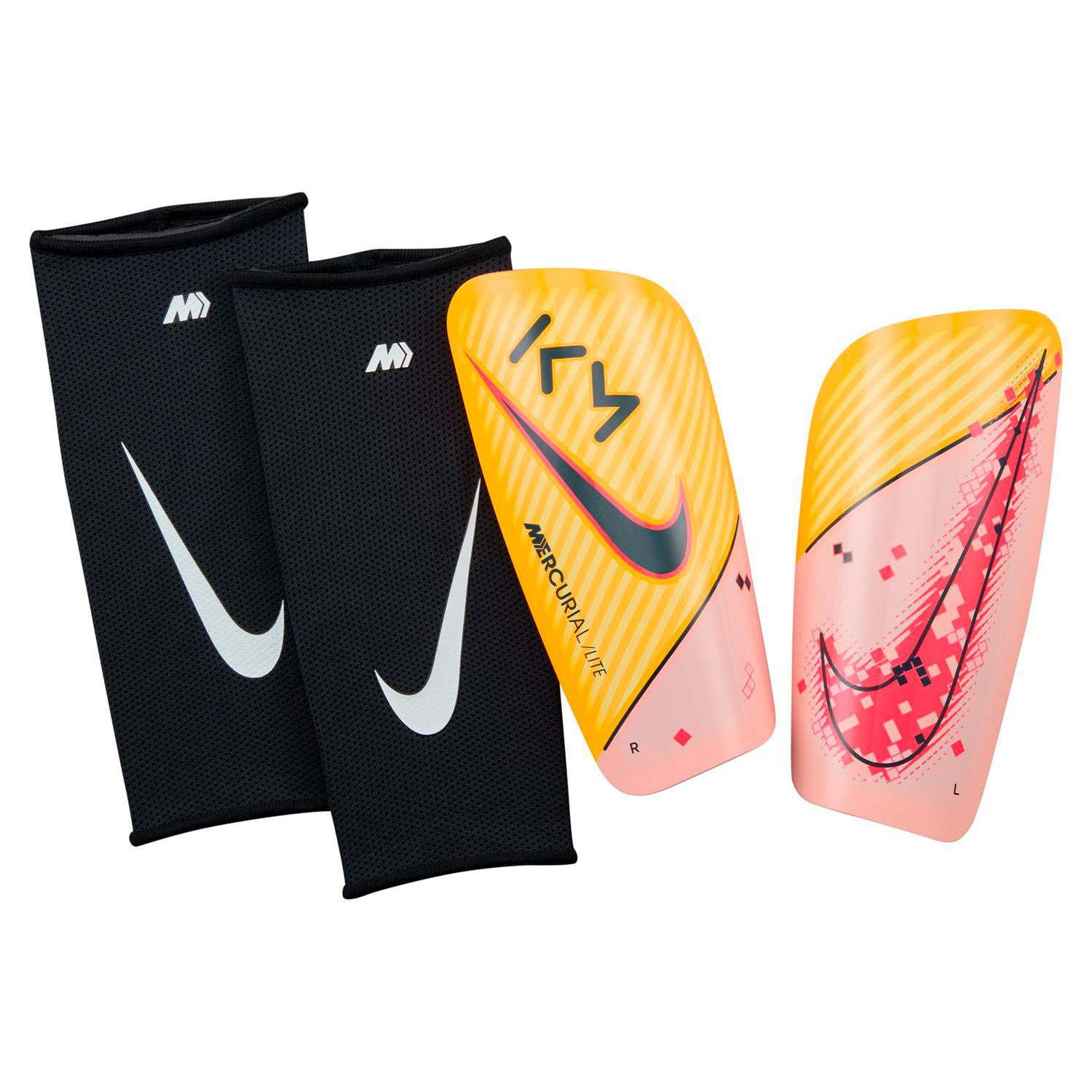 Espinilleras Nike Mercurial Lite Mbappe naranjas