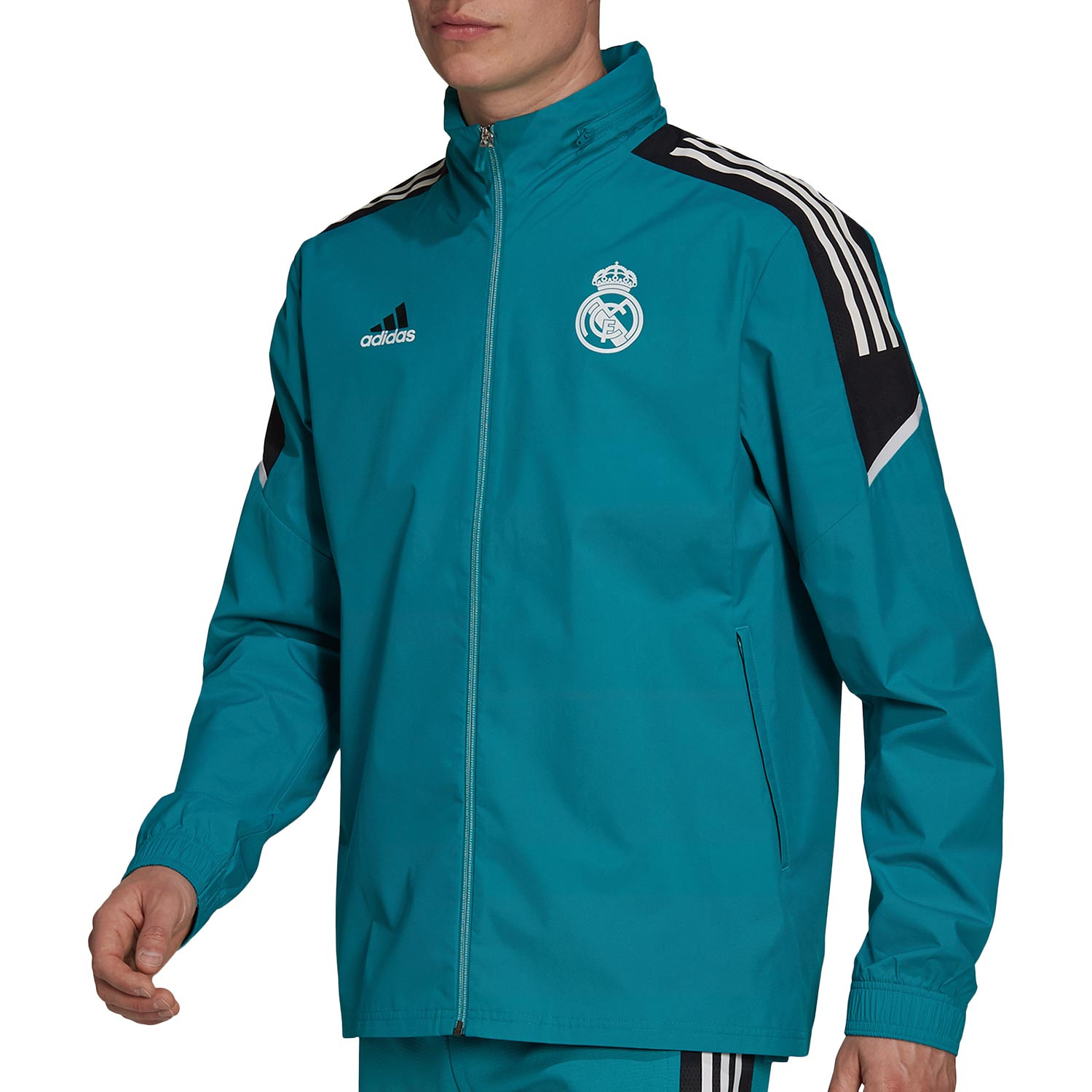 Hay una necesidad de Revisión Precursor Cortavientos adidas Real Madrid UCL verde turquesa | futbolmania