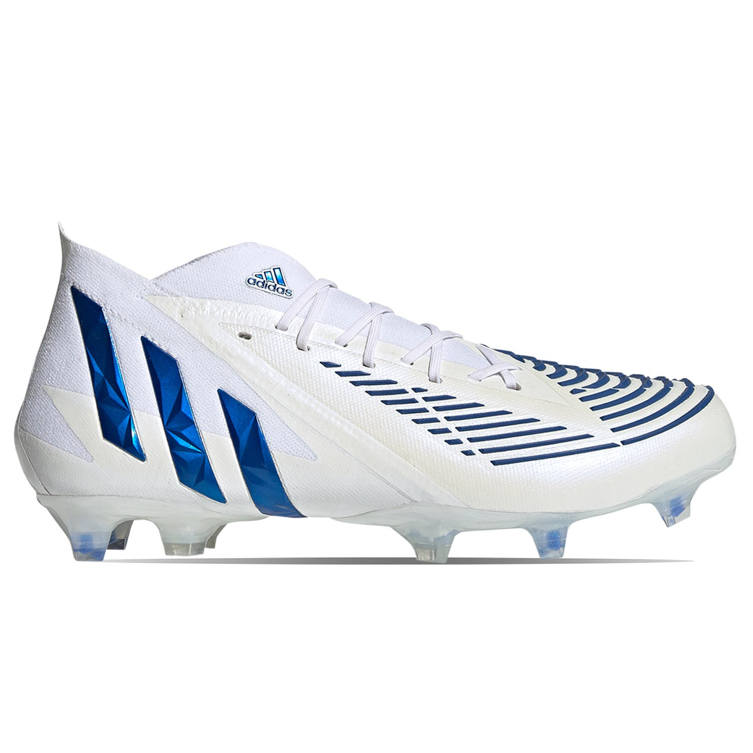 flojo Dios Arrugas Botas fútbol adidas Predator EDGE.1 FG blancas y azules | futbolmania