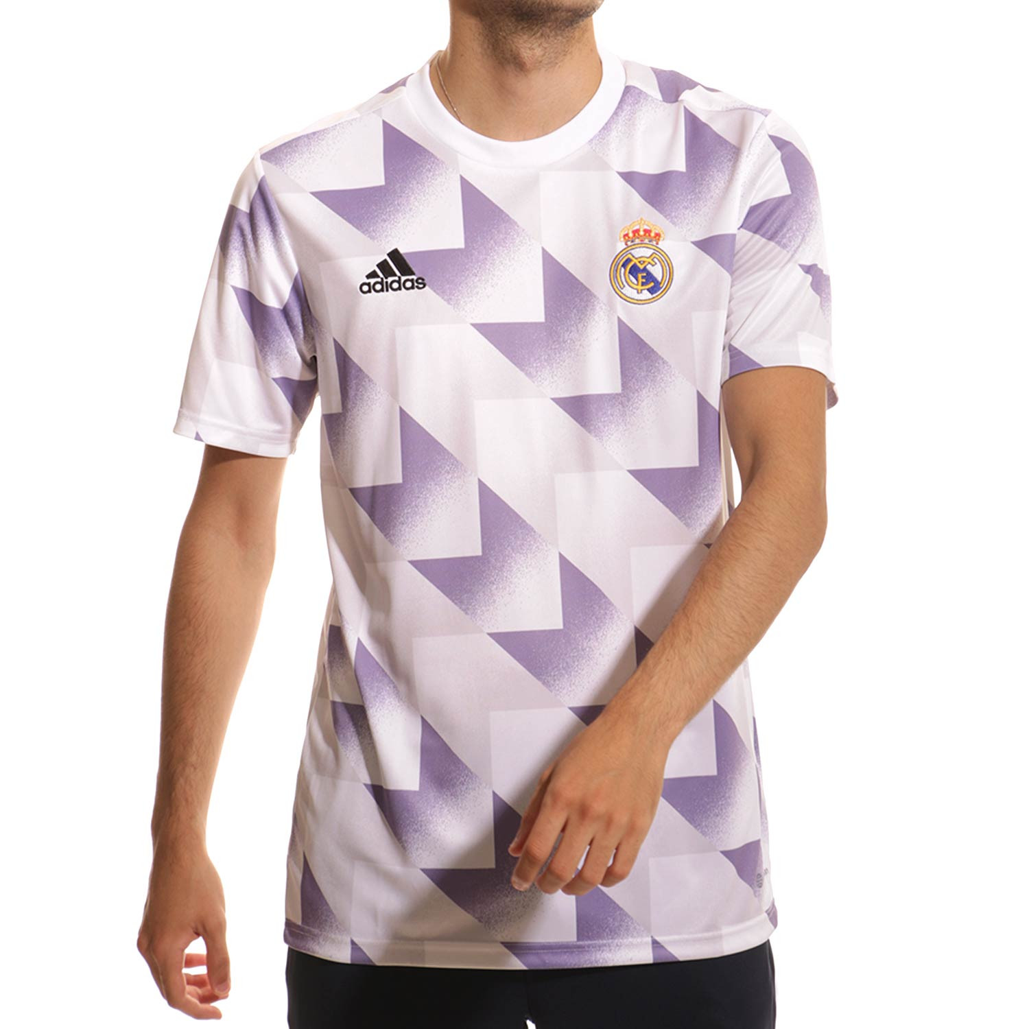 Camiseta adidas Real Madrid pre-match blanca púrpura