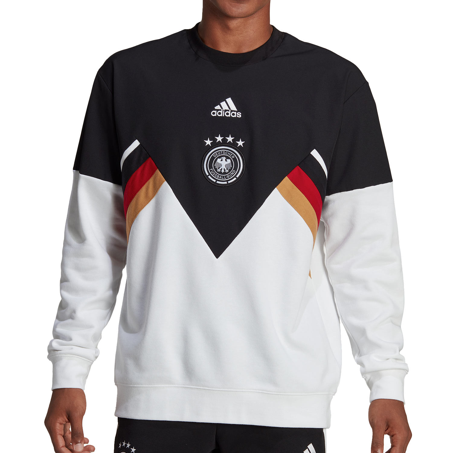 Admirable Melancólico bronce Sudadera adidas Alemania Icon Crew blanca y negra | futbolmania